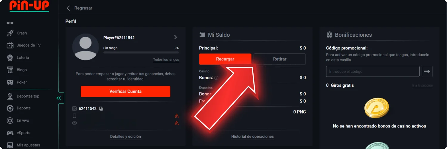 Accede a la sección de retiros