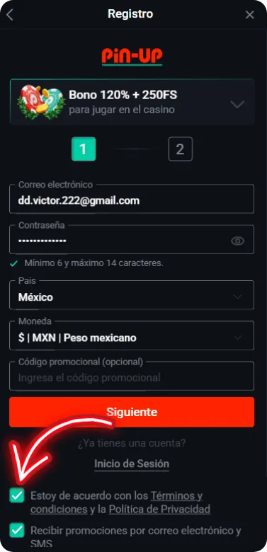 Acepta las condiciones
