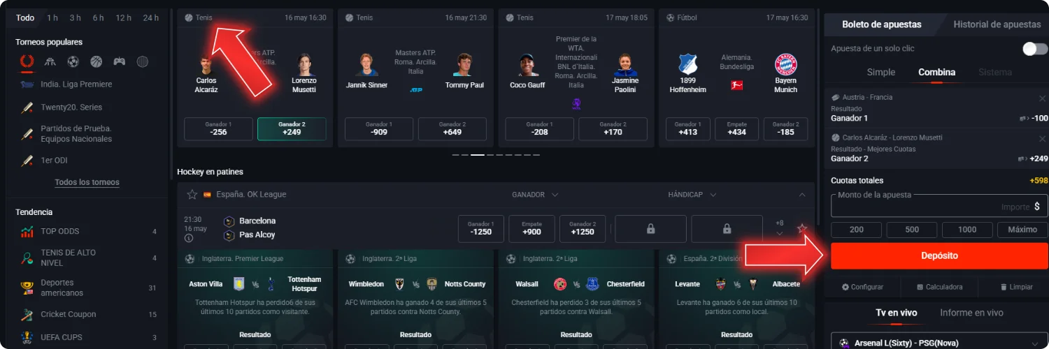Realice su apuesta